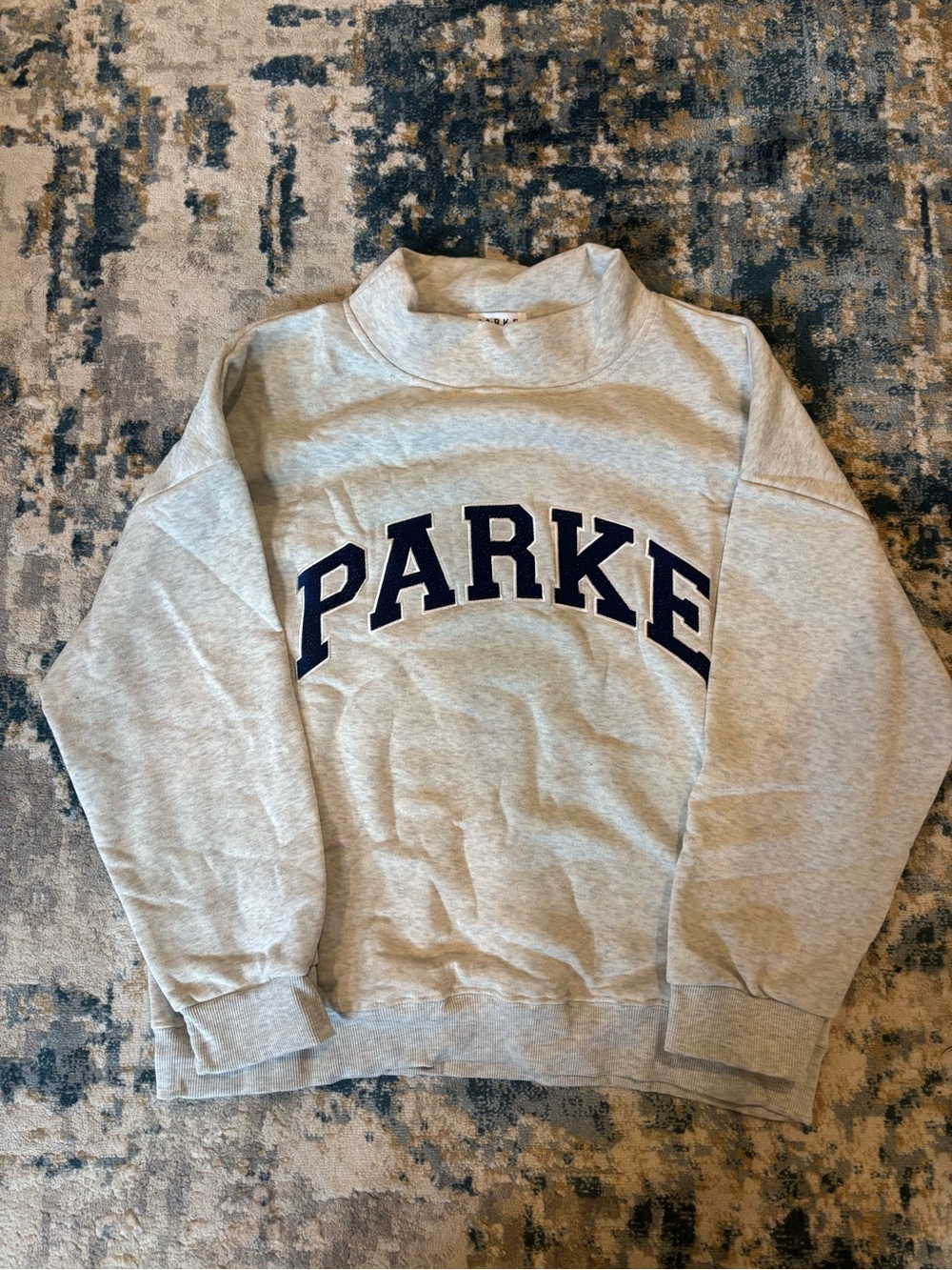 PARKE Women's Gray Mockneck Sweatshirt - Classic Collegiate Logo